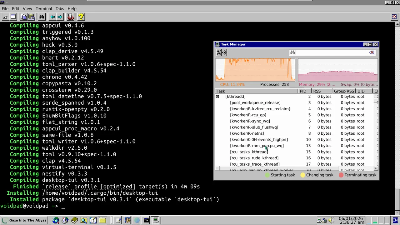 System resources during Rust compilation